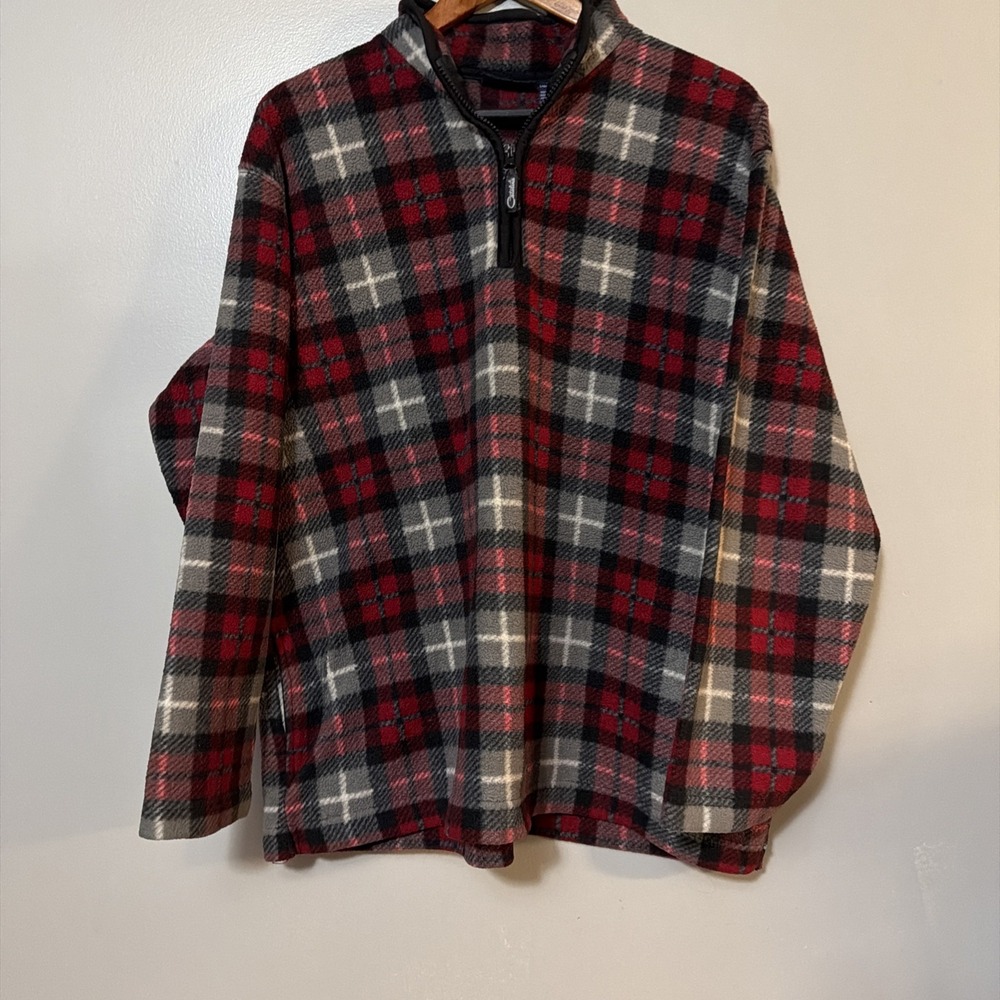 Catalina Women's XL 1/4 Zip Plaid Pullover Fleece Top Cabincore Gorp Holiday